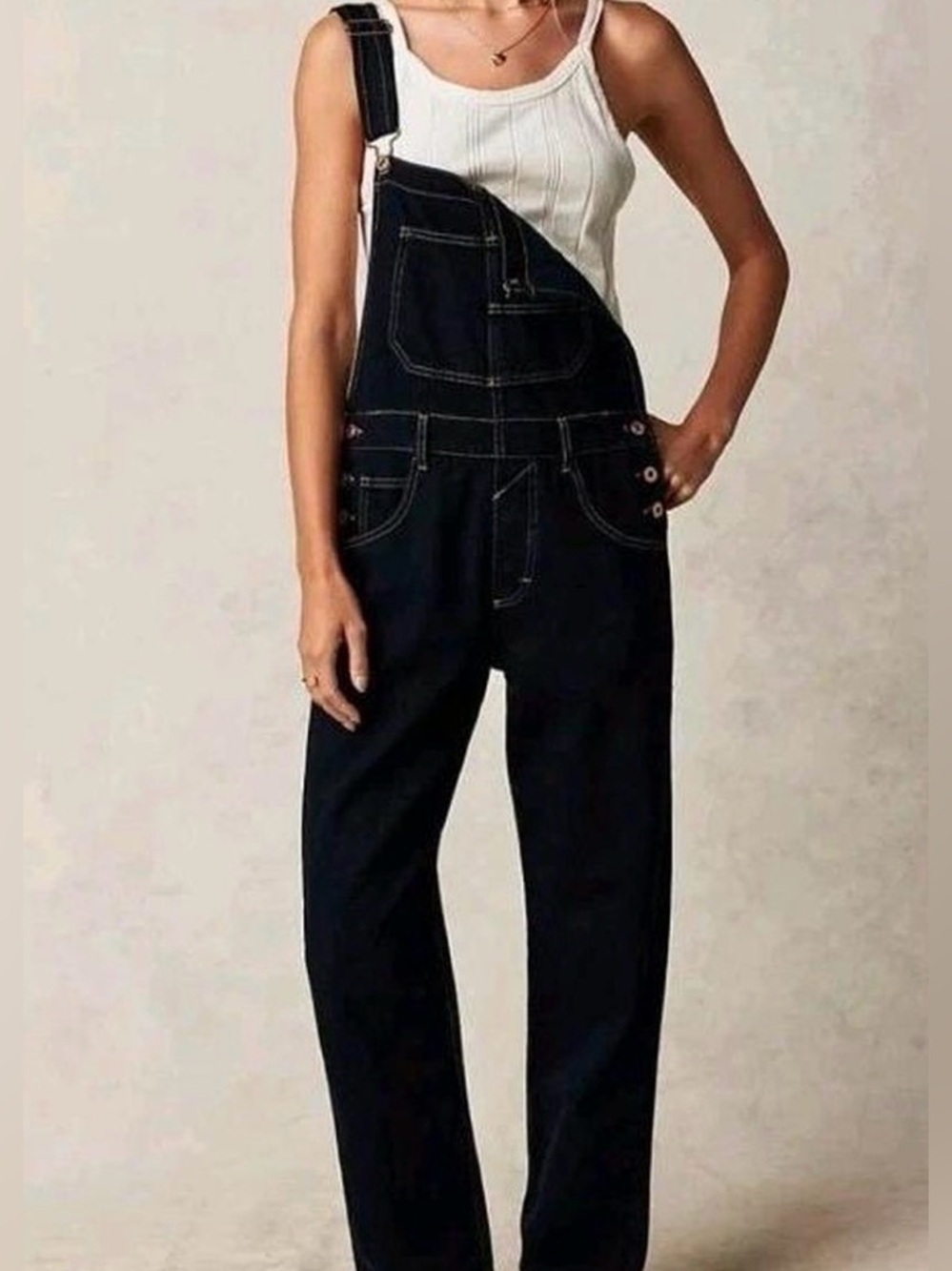 Free People We The Free Ziggy Denim Overalls Dark Wash Size L